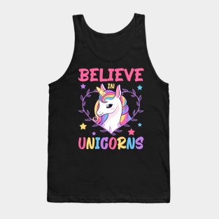 Believe In Unicorns, Cute Unicorn Design Tank Top